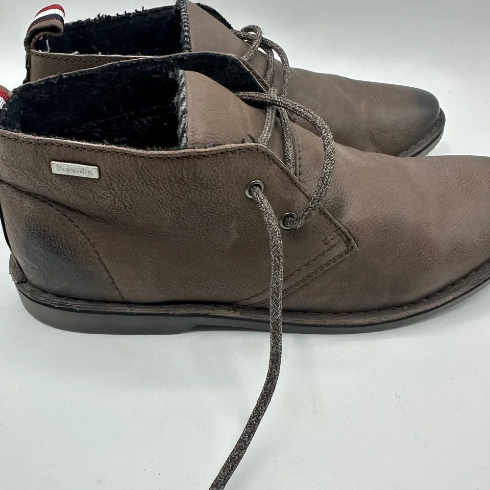 Superdry Mens Brown Leather Chukka Desert Boots Size 10 US 43 EU Burnished Toe